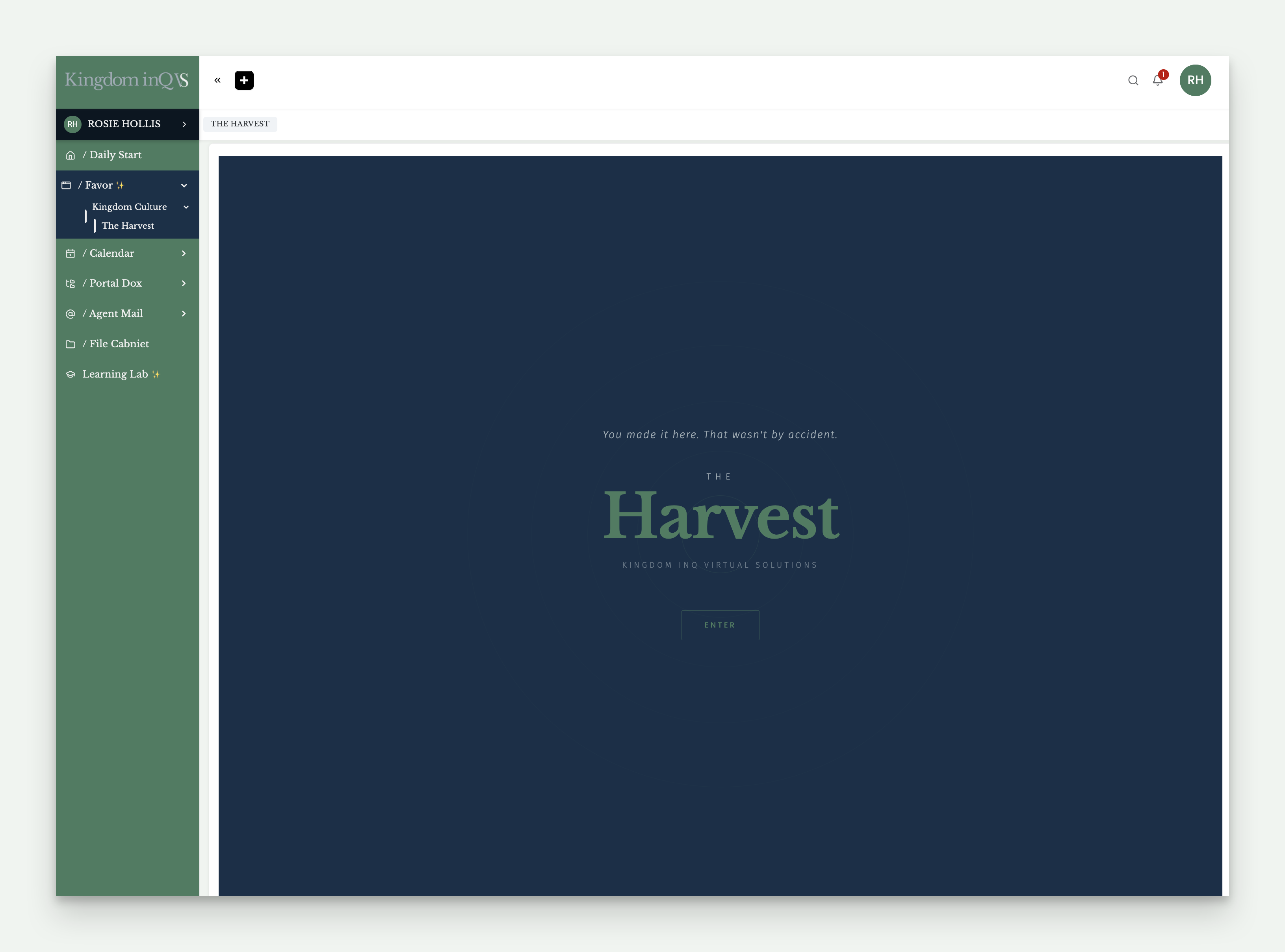 The Harvest entrance screen