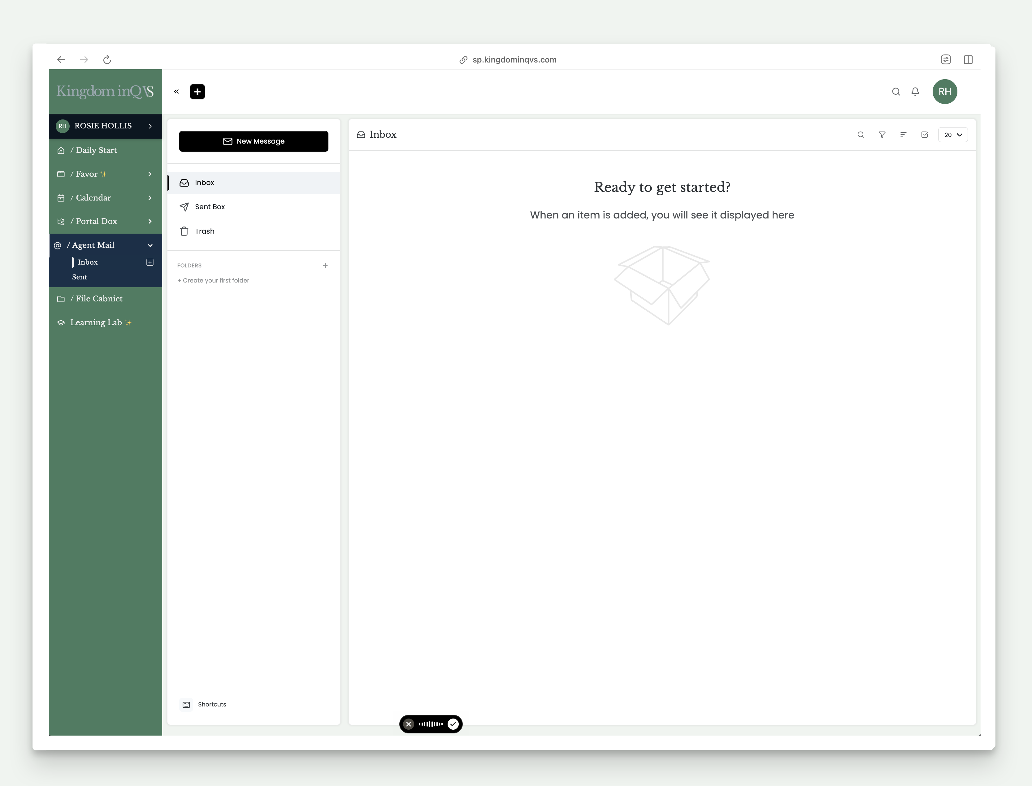Agent Mail inbox view