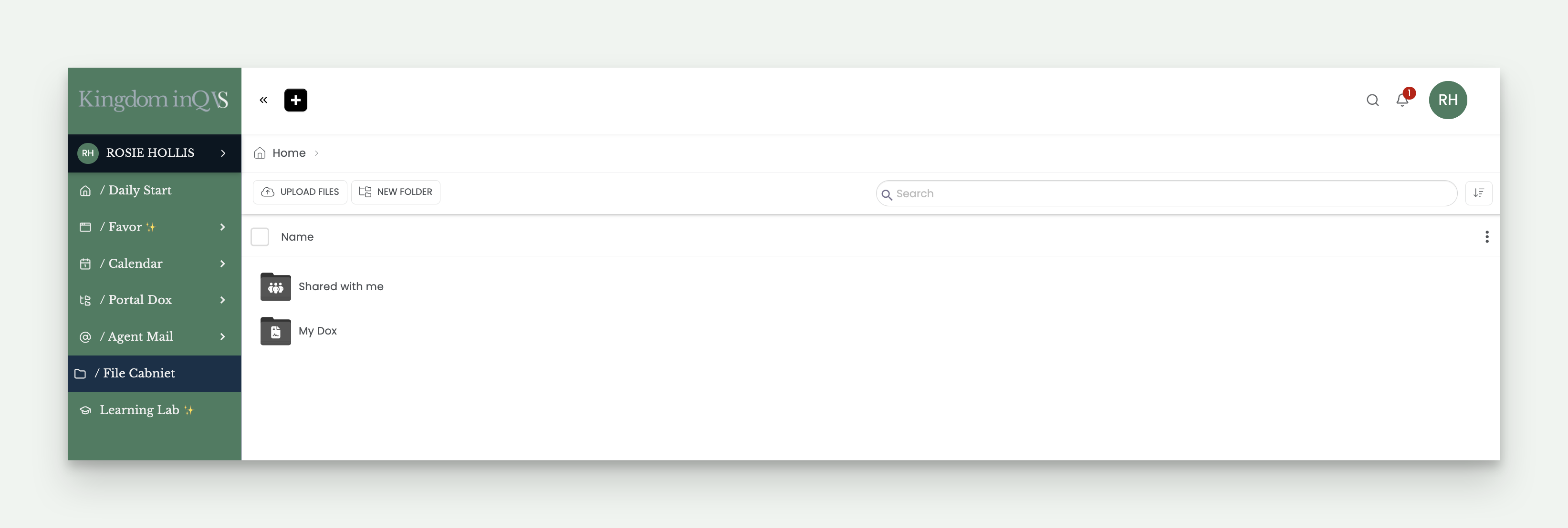 File Cabinet landing page