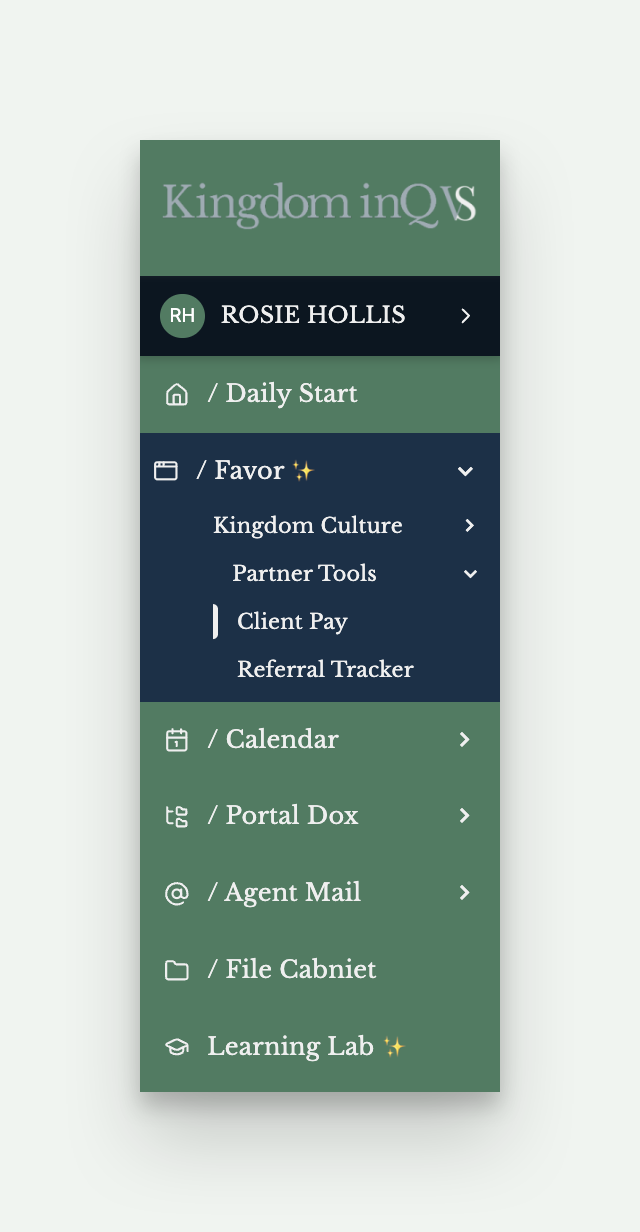 Partner Tools expanded, showing Client Pay and Referral Tracker