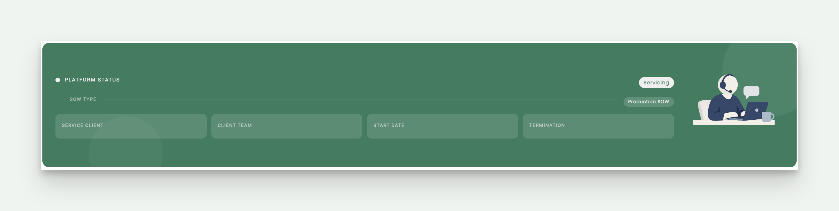 Platform Status showing Servicing with Production SOW